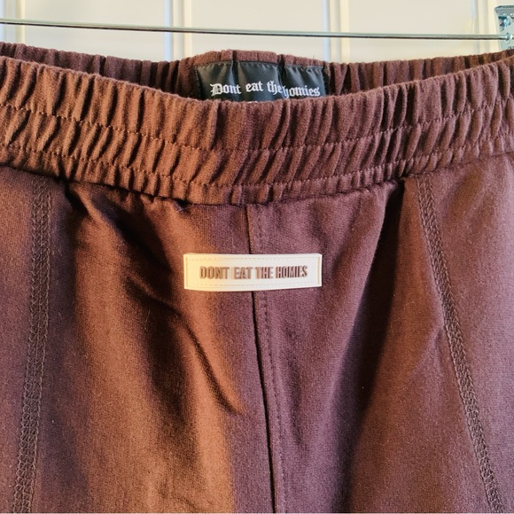 Don’t Eat the Homies Chocolate Brown Wide Leg Elastic Waist Cozy Sweatpants | XL - Picture 3 of 5